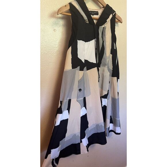 Anthropologie Twinkle by Wenlan Graphic Print Hoodie Dress Mini Sz 2 Sleeveless - Picture 10 of 16